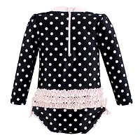 Hudson Baby Girls Rashguard Swimsuit, Sunset Stripe, 18-24 Months