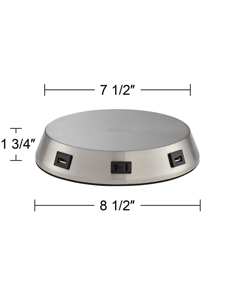 360 Lighting 1 3/4" High Lamp Base Universal Charging Usb-Outlet Workstation Silver Nickel Finish Metal Living Room Charging