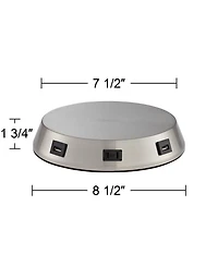 360 Lighting 1 3/4" High Lamp Base Universal Charging Usb-Outlet Workstation Silver Nickel Finish Metal Living Room Charging