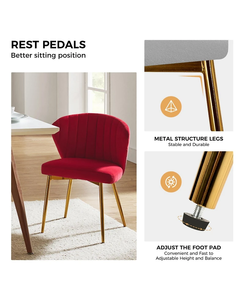 Modern Aruna Velvet Side Chair with Metal Legs