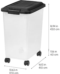Iris Usa 30 Lbs / 33 Qt Airtight Dog Food Storage Container with Attachable Casters, 2 Pack, for Dog Cat Bird and Other Pet Food Storage Bin, Keep Fre