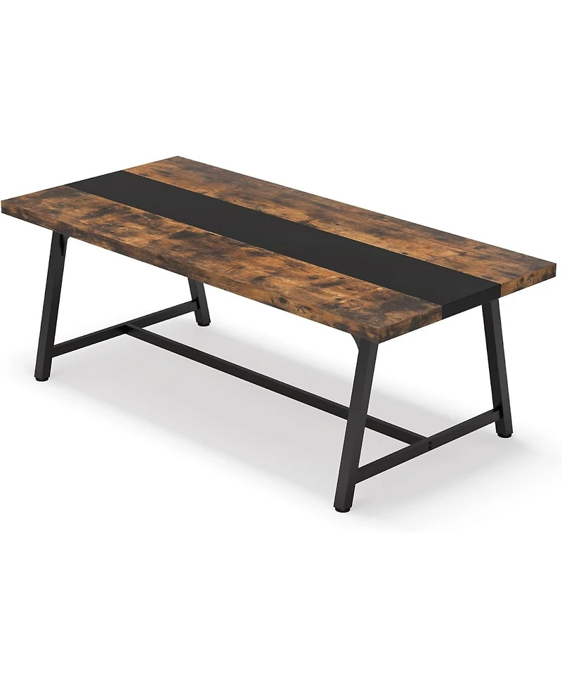 Tribesigns Dining Table for 8 People, 70.87-inch Rectangular Wood Kitchen Table with Strong Metal Frame, Industrial Large Long Dining Room Table
