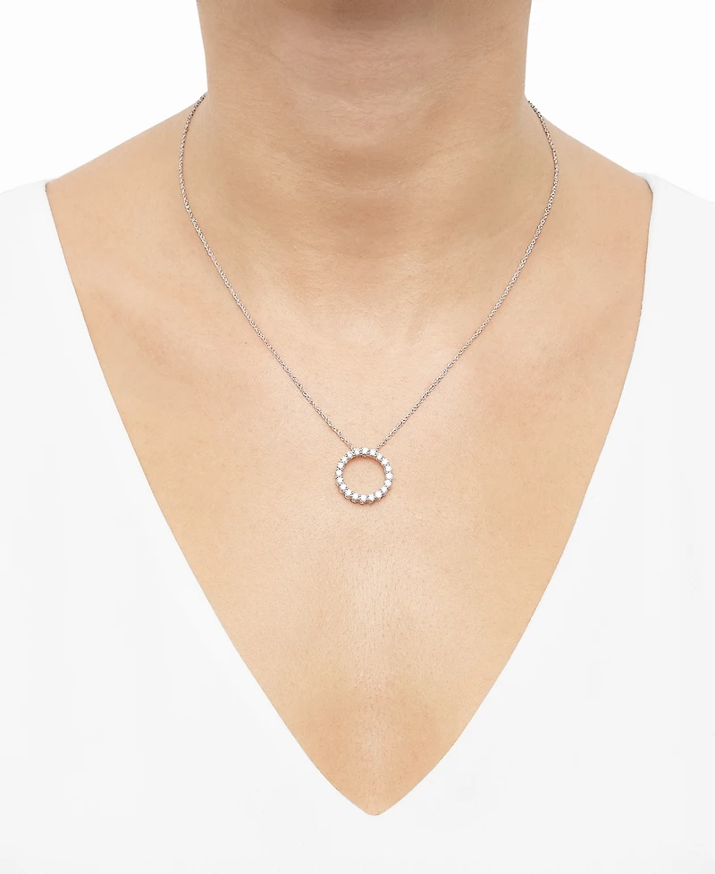 Grown With Love Lab Grown Diamond Circle Pendant Necklace (1 ct. t.w.) in 14k White or Yellow Gold, 16" + 2" extender