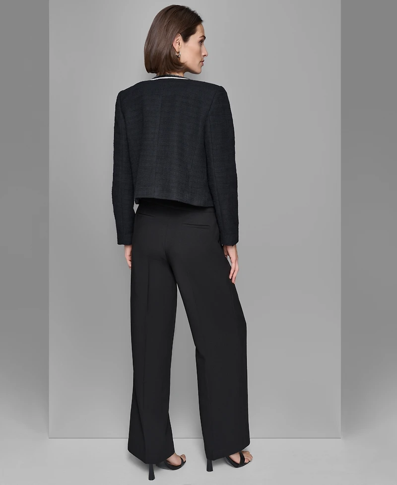 Karl Lagerfeld Women's Contrast-Trim Five-Button Jacket