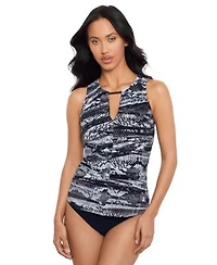 Magicsuit Womens Zaatar Chanae Printed Keyhole Tankini Top Shirred Bikini Bottoms
