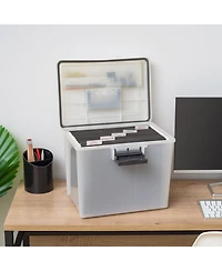 Iris Usa File Box WeatherPro Portable File Organizer Plastic File Box for Letter File w/ Organizer-Lid, Durable Lid and Seal w/ Secure Latching Buckle
