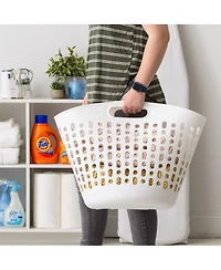 Iris Usa Laundry Basket 40L Durable and Flexible, Portable Round Bin, 1.15 Bushel Hamper for Storage with Ventilation Holes for Closet Dorm, White