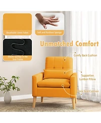 Slickblue Accent Chair with Lumbar Pillow Natural Rubber Wood Legs Padded Cushions