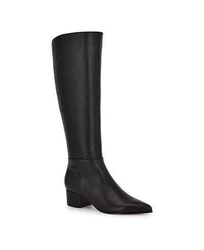 Nine West Women's Morgin Tall Pointy Toe Block Heel Boots