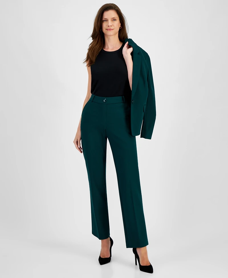 Kasper Women's Mid-Rise Pull-On Straight-Leg Pants, Regular & Petite