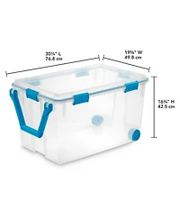 Sterilite 120 Qt Wheeled Gasket Box Stackable Storage Bin with Latch Lid, 3 Pack