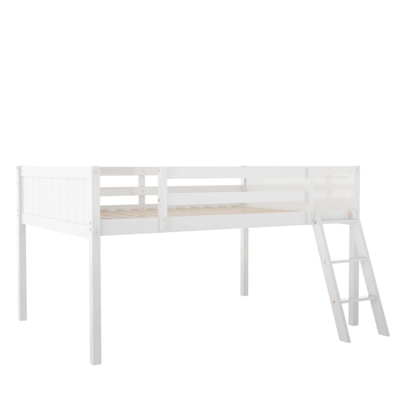 Streamdale Full Wood Low Loft Bed with Ladder