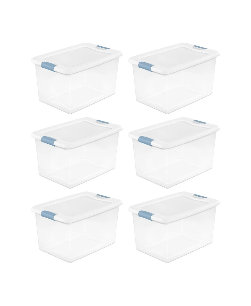 Sterilite 64 Qt Clear Plastic Stackable Storage Bin w/ White Latch Lid, (6 Pack)