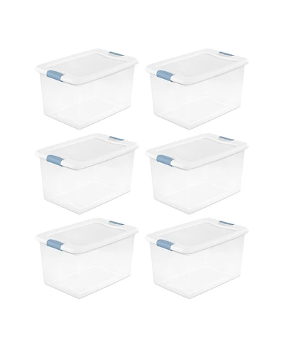 Sterilite 64 Qt Clear Plastic Stackable Storage Bin w/ White Latch Lid, (6 Pack)