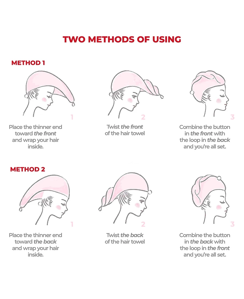 American Soft Linen 2-Pack Hair Drying Towels, 26" x 13"