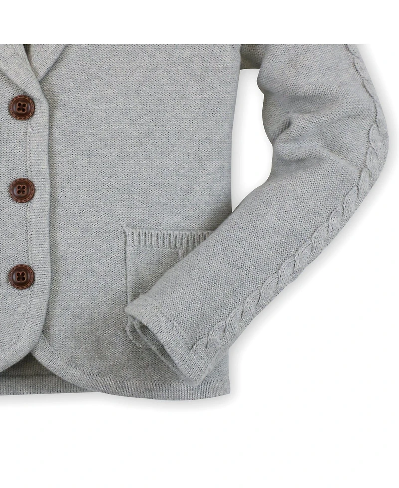 Hope & Henry Girls' Long Sleeve Shawl Collar Cable Sweater Blazer, Toddler