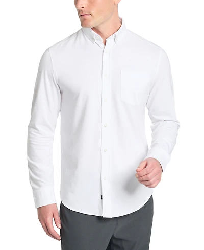Kenneth Cole Men's Slim-Fit Plain White Performance Long-Sleeve Button-Down Shirt