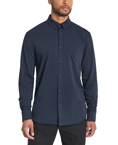Kenneth Cole Men's Slim-Fit Plain White Performance Long-Sleeve Button-Down Shirt