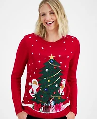 Holiday Lane Womens Mr. Mrs. Claus Crewneck Sweater Pxs 4x Created For Macys
