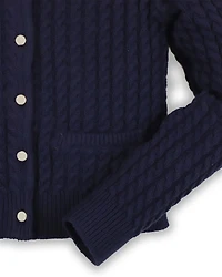 Hope & Henry Girls Organic Cotton Long Sleeve Classic Cable Cardigan Sweater