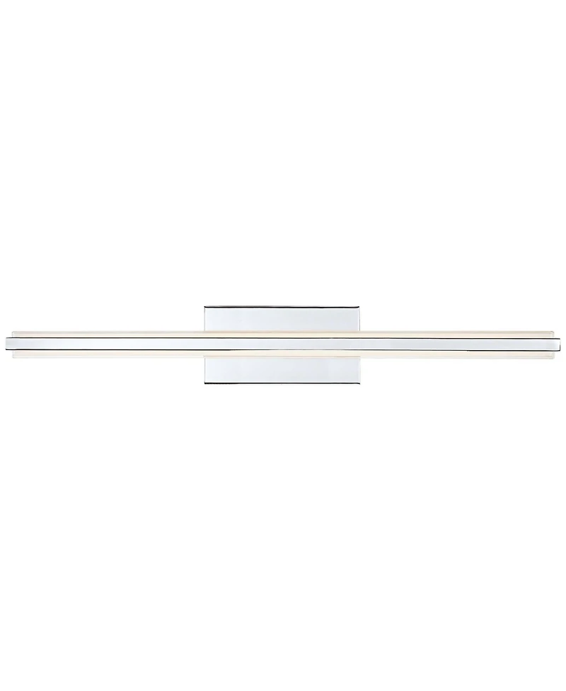 Possini Euro Design Modern Wall Light Led Chrome Hardwired 31 1/4" Wide Light Bar Fixture White Glass for Bathroom Vanity Mirror