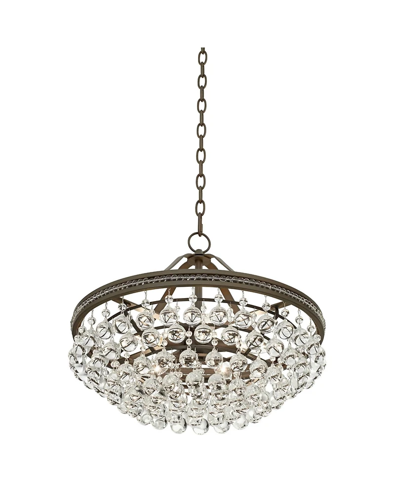 Vienna Full Spectrum Wohlfurst Bronze Pendant Chandelier 20 1/4" Wide Clear Crystal 5-Light Fixture for Dining Room House Foyer Kitchen Island Be