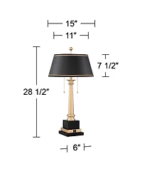 Barnes and Ivy Georgetown Traditional Desk Lamp 28 1/2" Tall Warm Brass with Usb Charging Port Black Shade for Bedroom Living Room Bedside Office