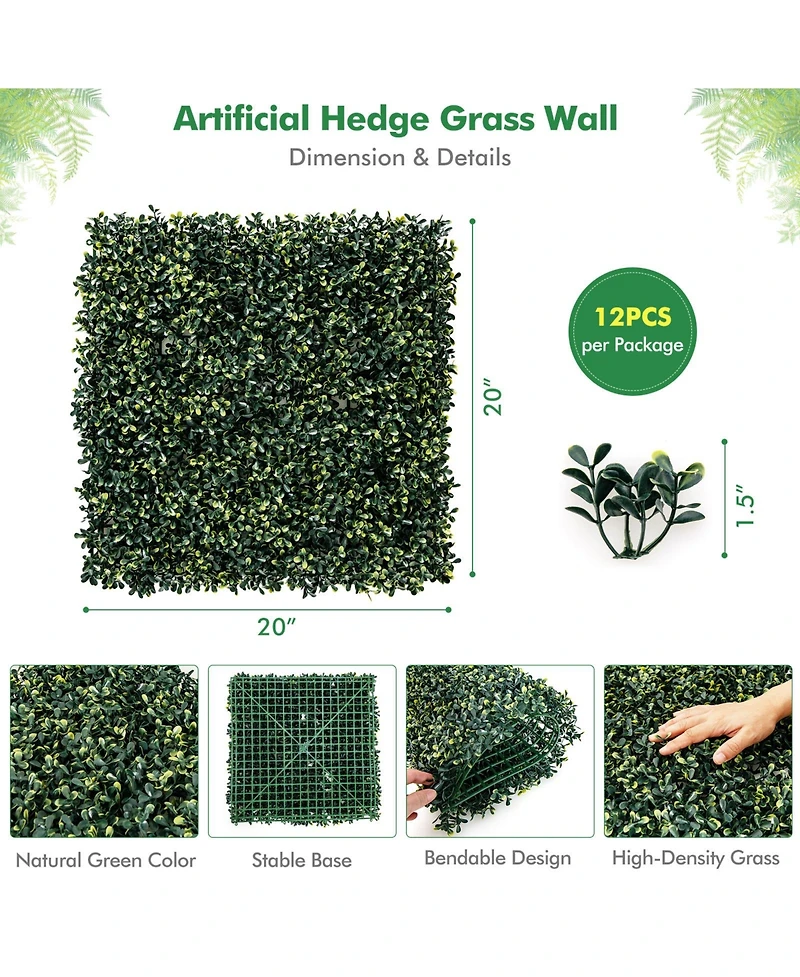 Slickblue 12 Pieces Artificial Peanut Leaf Hedges Panels