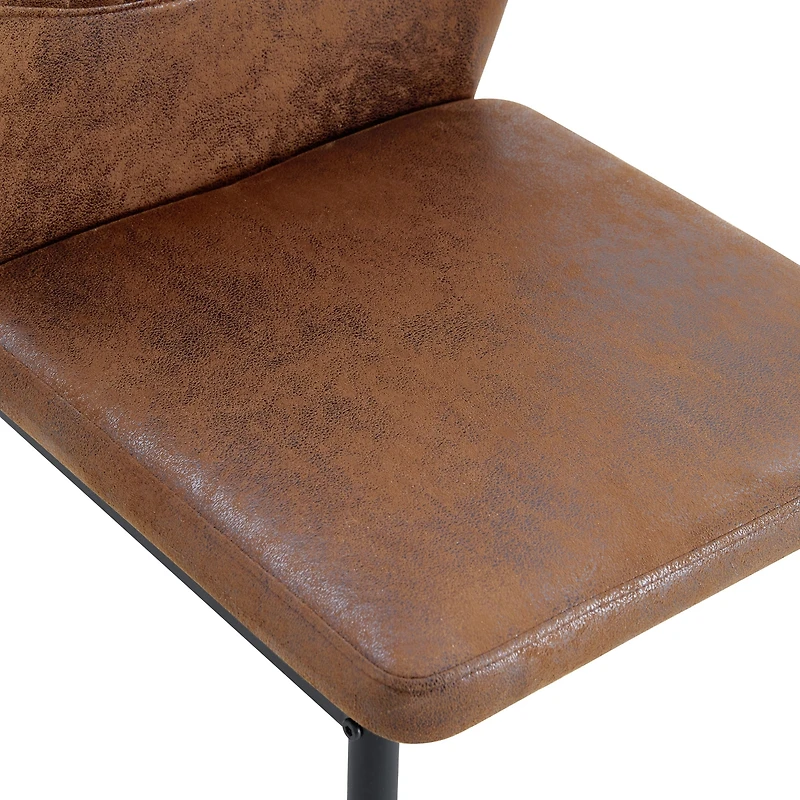Luxury Brown Fabric Dining Chairs (Set of 6) Black Legs