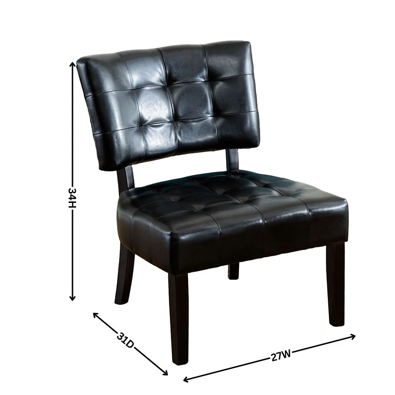 Simplie Fun Blended Leather Tufted Accent Chair with Oversized Seating, Ivory