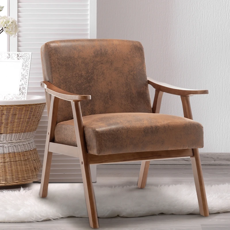 Streamdale Mid-Century Velvet & Wood Accent Chair for Comfort and Style