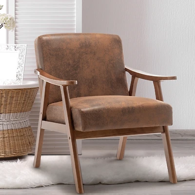 Streamdale Mid-Century Velvet & Wood Accent Chair for Comfort and Style