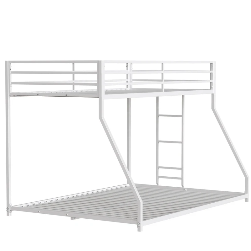 Streamdale Furniture Adam Sturdy Twin over Full Metal Bunk White for Kids and Adult, Low Profile and Easy Climbing with Stable Ladder