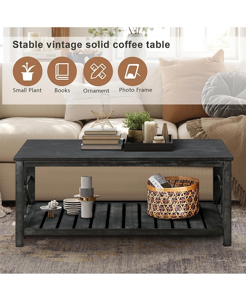 Streamdale Antique Coffee Table with Shelving