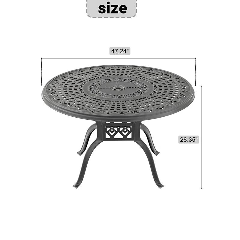 Streamdale 47" Cast Aluminum Patio Table with Umbrella Hole