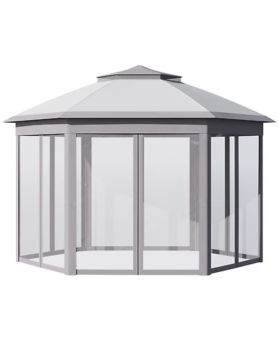 Outsunny 13' x 11' Pop Up Gazebo with Double Roof & Mesh Sidewalls,