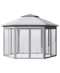 Outsunny 13' x 11' Pop Up Gazebo with Double Roof & Mesh Sidewalls,