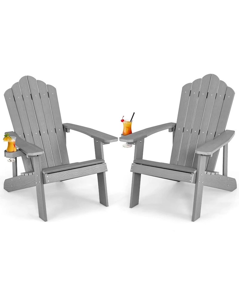 Slickblue Weather Resistant Hips Outdoor Adirondack Chair with Cup Holder