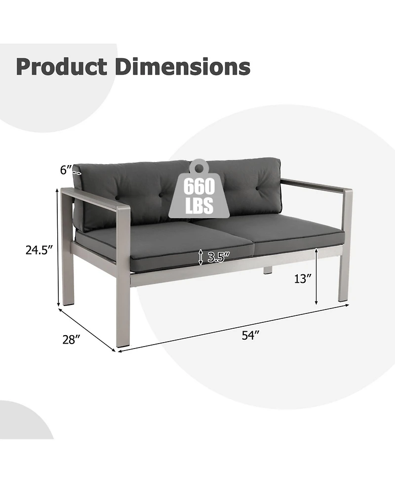 Slickblue Contemporary 2-Person Sofa Chair with Wpc Armrests for Balcony Backyard Porch