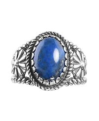 American West Jewelry Sterling Silver Women's & Men's Ring Genuine Gemstone Native-Inspired Flower Design Sizes 5- 10