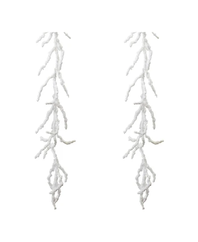 Set of 2 Flocked Twig Garlands for Elegant Winter Decor