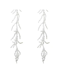 Set of 2 Flocked Twig Garlands for Elegant Winter Decor