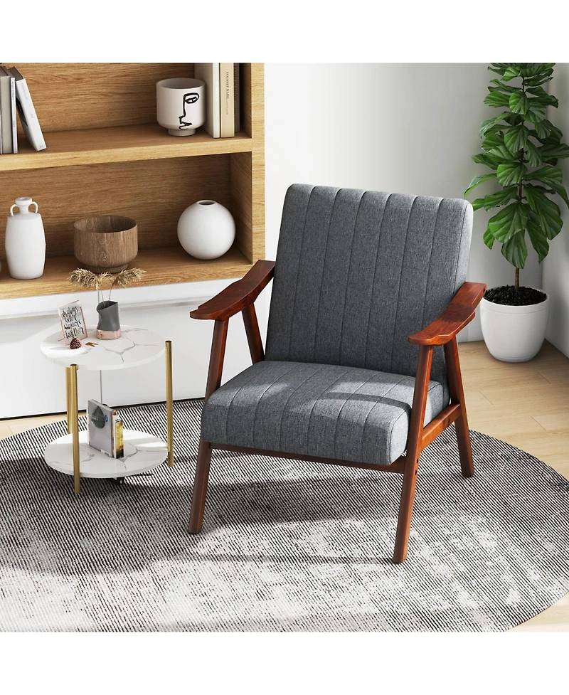 Modern Accent Chair Leisure Armchair with Felt Pads-Grey