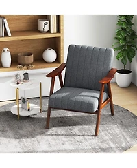 Modern Accent Chair Leisure Armchair with Felt Pads-Grey