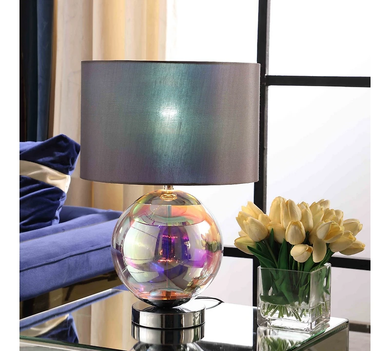 Streamdale 18.75-Inch Artie Orb Iridescent Chrome Table Lamp