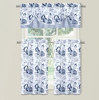 Kate Aurora Rooster Toile Complete 3 Pc Cafe Kitchen Curtain Tier And Valance Set