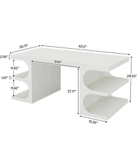 Tribesigns Wood Executive Desk, 62 Inches Computer Desk, Large Office Desk with Shelves, Extra Long Writing Desk for Home, Modern Individual Workstati