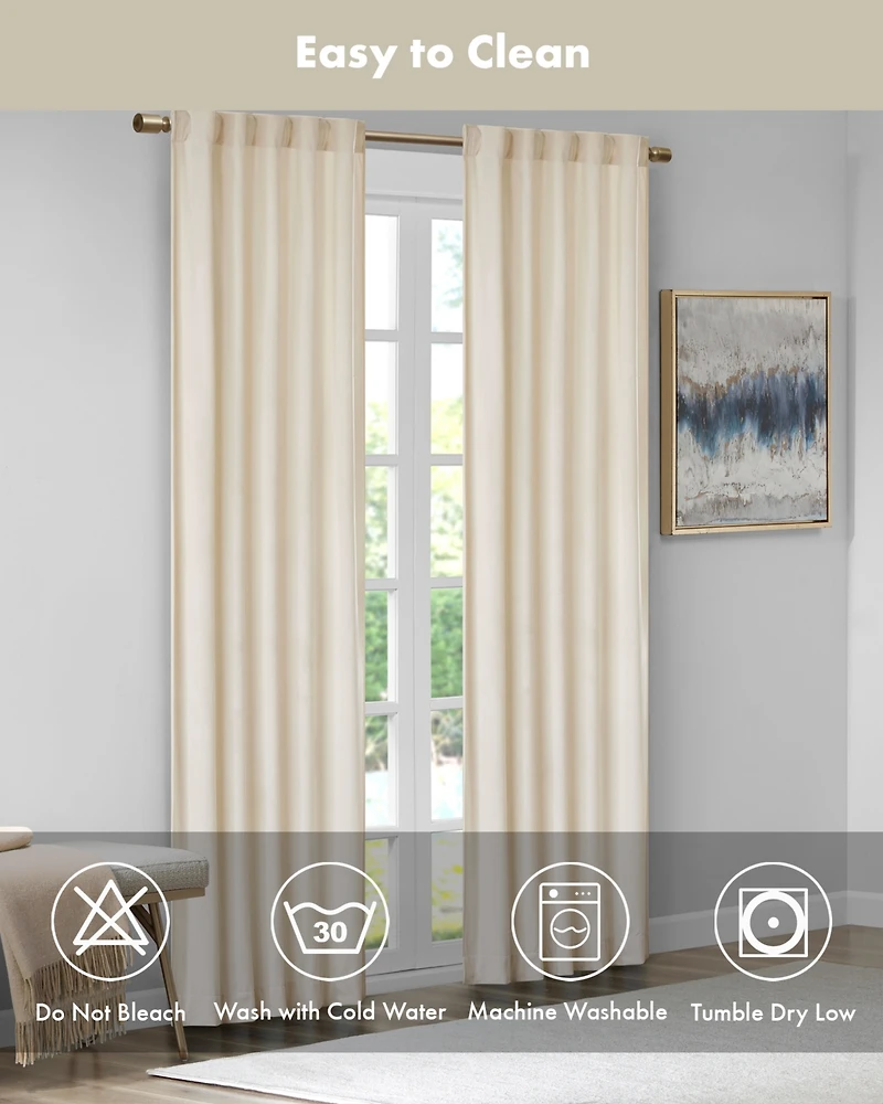 Colt Room Darkening Velvet Curtain Panel Pair, 37"W x 63"L