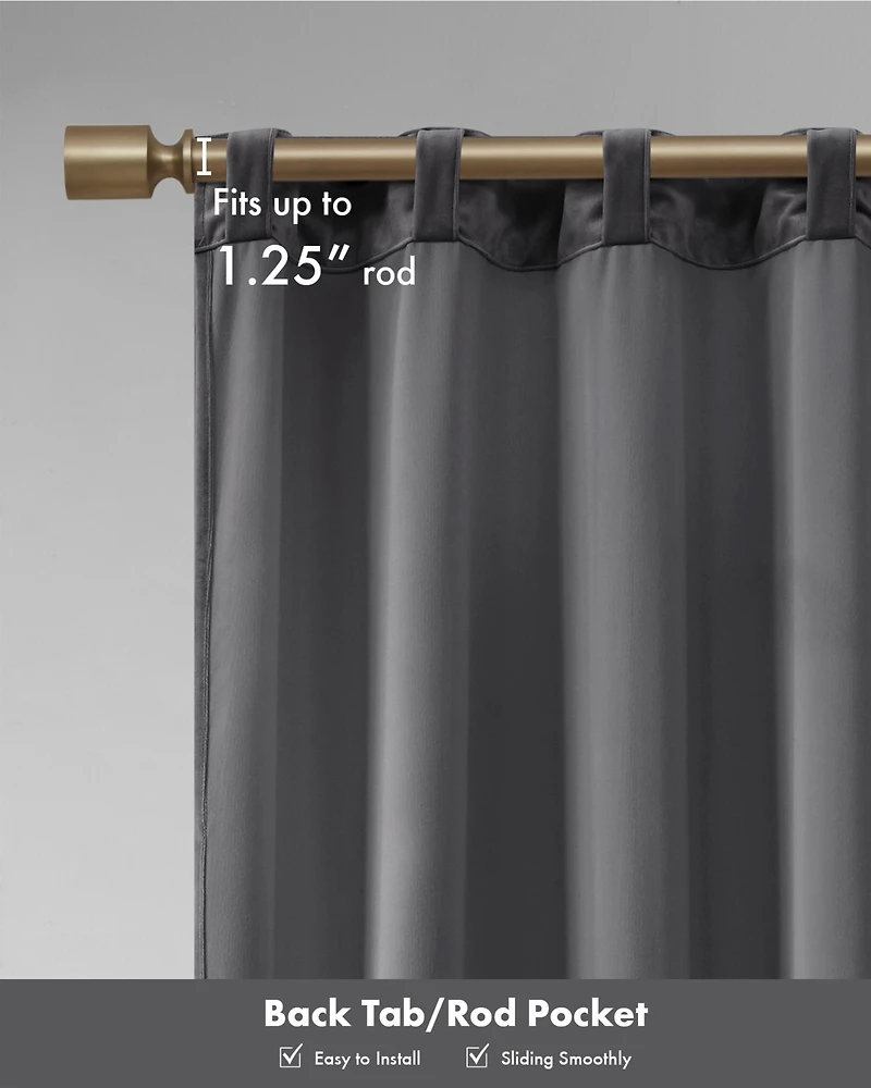 Colt Room Darkening Velvet Curtain Panel Pair, 37"W x 63"L
