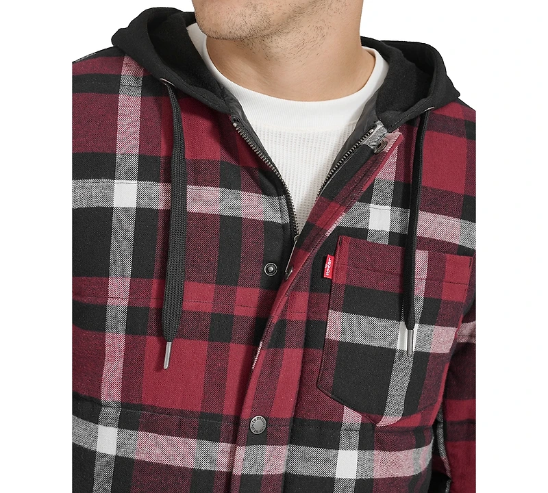 Levi's Men's Plaid Quilted Hooded Shirt Jacket